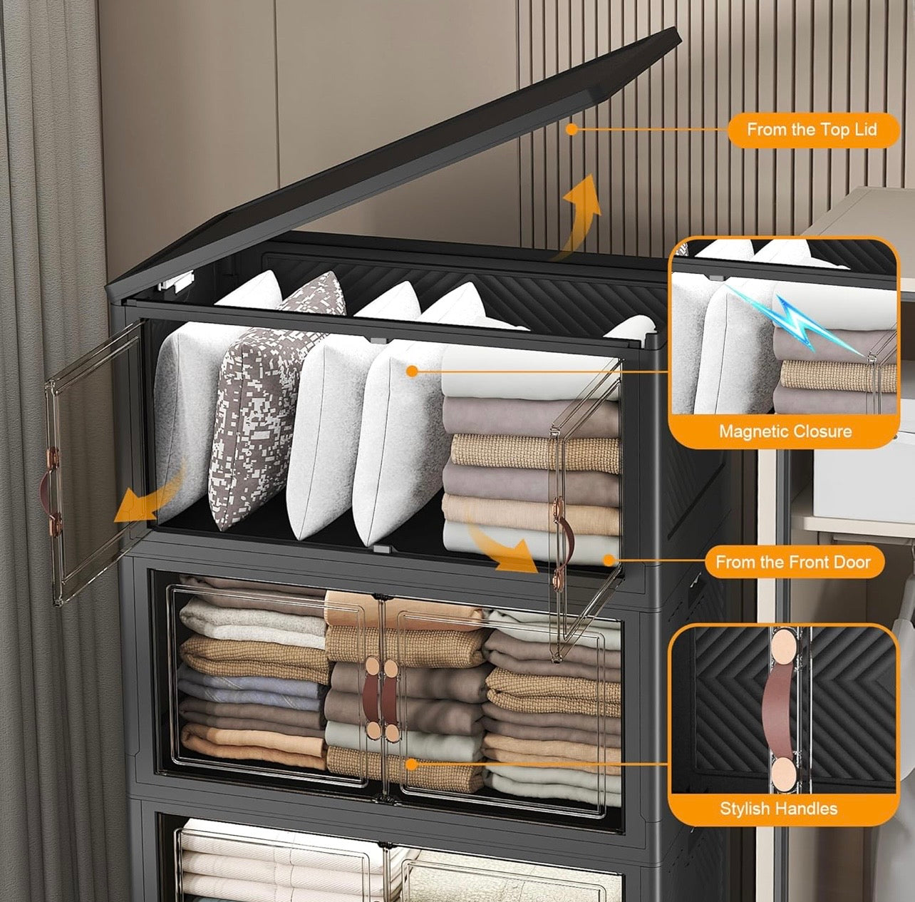 TidyLiving™ Premium Storage Cabinet — Foldable Organizer With Doors & Wheels