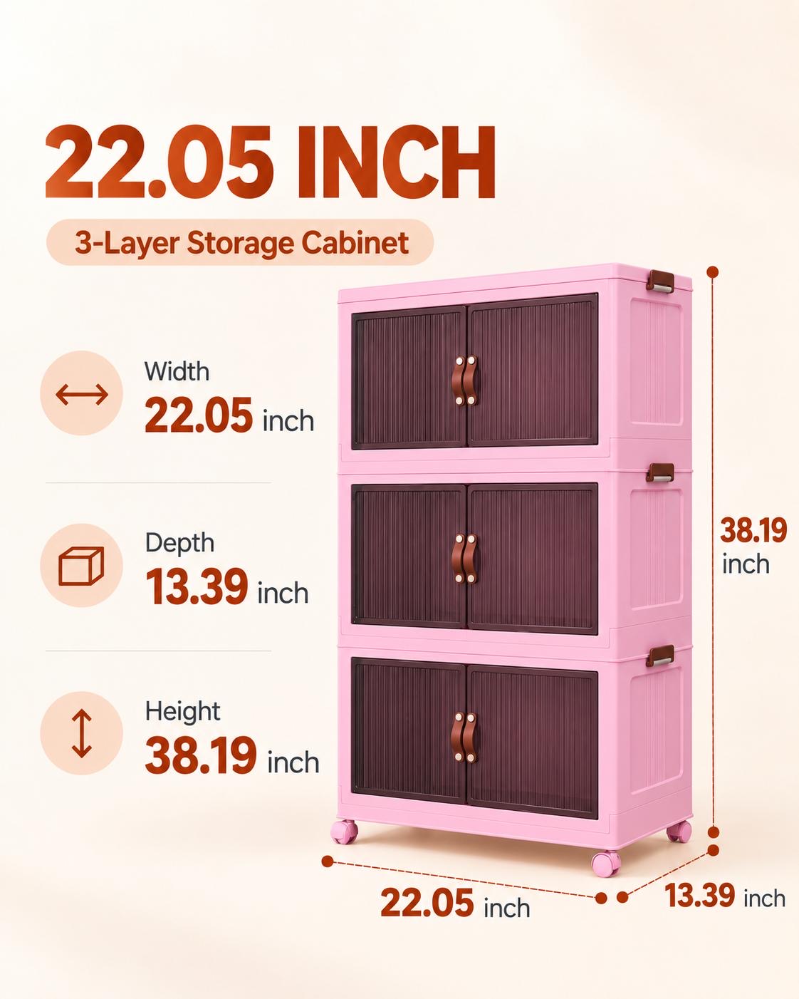 TidyLiving™ Foldable Stackable Storage Cabinet with Doors & Wheels
