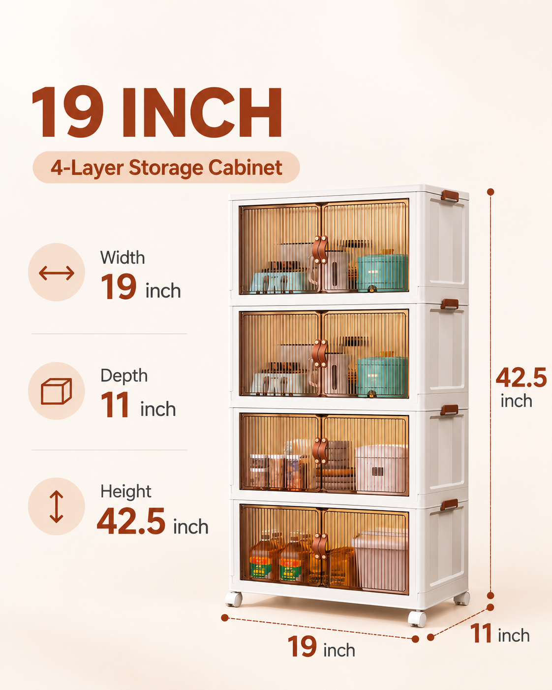 TidyLiving™ Foldable Stackable Storage Cabinet with Doors & Wheels