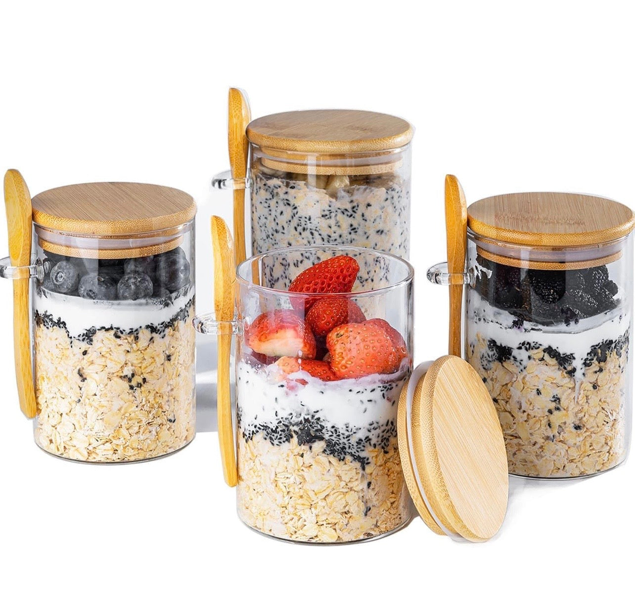 TidyLiving™ Glass Meal Prep Jar Set with Bamboo Lids & Spoons