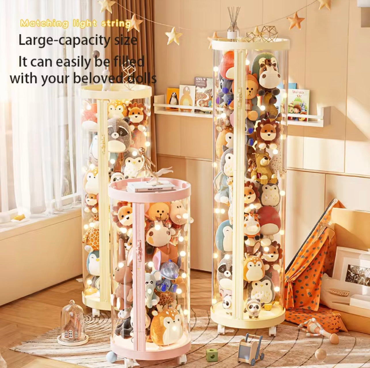 TidyLiving™ Clear Plush Toy Storage Organizer Tower – Designed for Easy Access & Modern Living