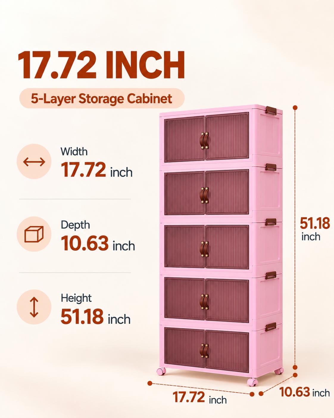 TidyLiving™ Foldable Stackable Storage Cabinet with Doors & Wheels