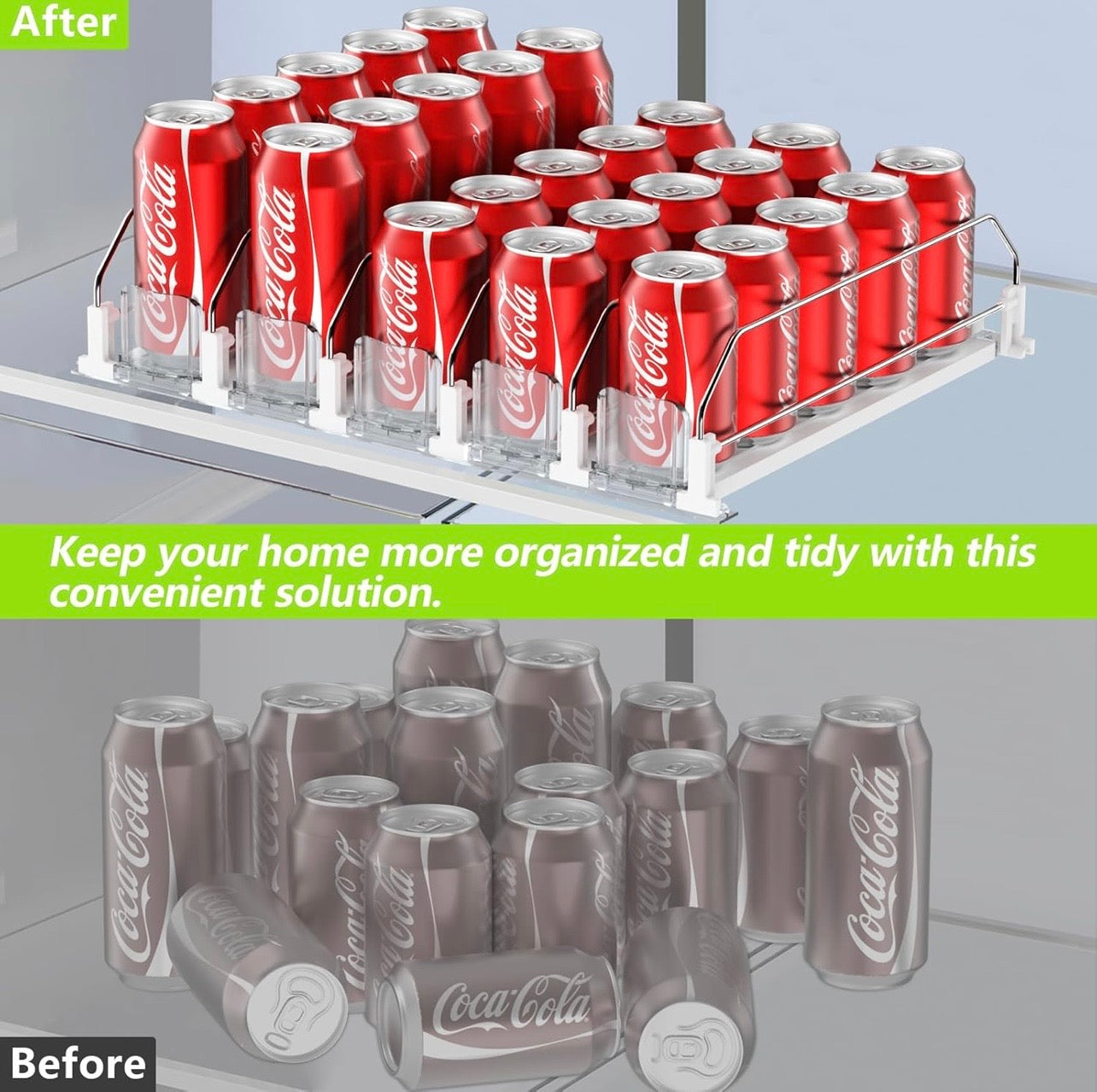 TidyLiving™ Auto-Glide Fridge Can Organizer & Beverage Dispenser