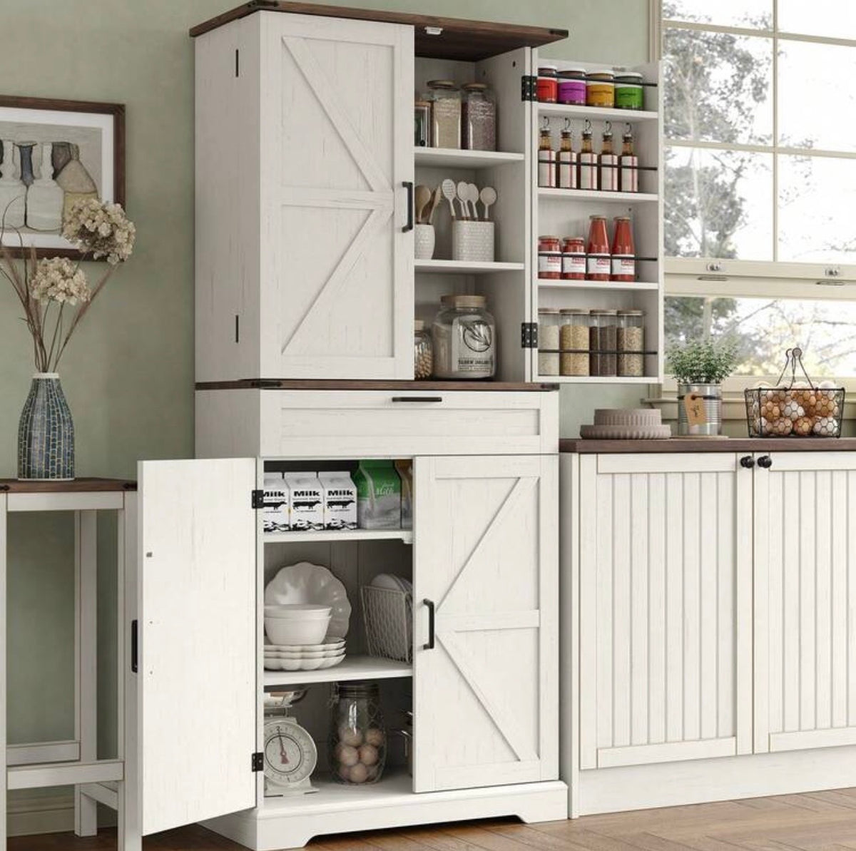 TidyLiving™ 72" Grand Pantry Storage Cabinet with 8 Door Shelves & Drawer
