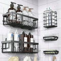 TidyLiving™ 5-Piece Adhesive Shower Caddy Set – Rustproof Bathroom Organizer with Soap Holder & Hooks, No Drilling Required