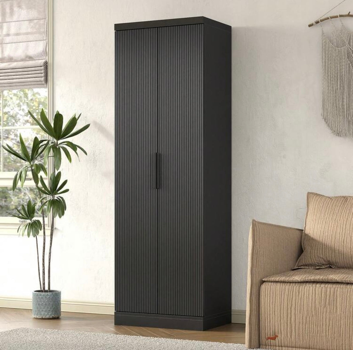 TidyLiving™ 71" Fluted Tall Storage Cabinet with Adjustable Shelves