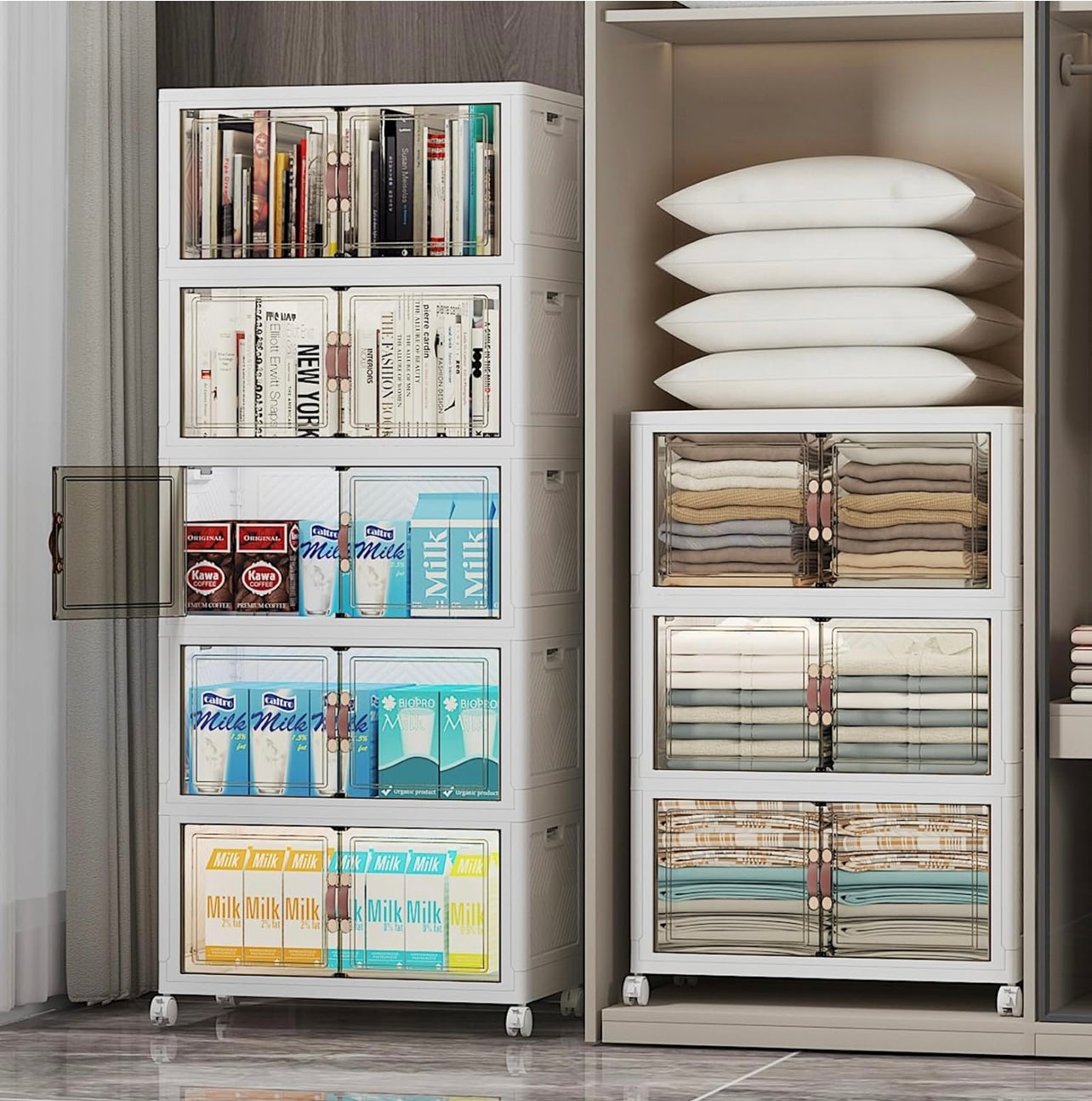 TidyLiving™ Premium Storage Cabinet — Foldable Organizer With Doors & Wheels