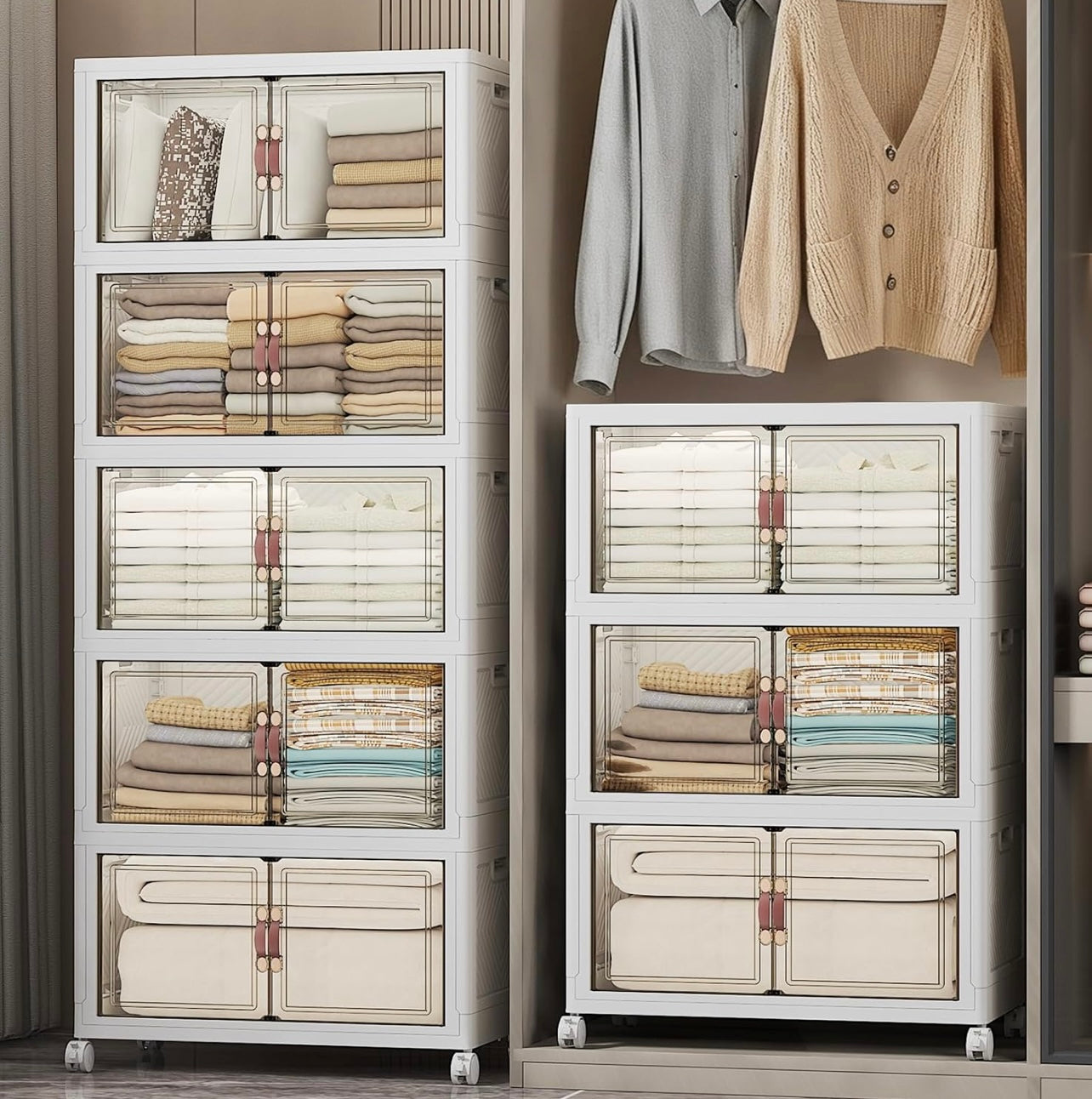 TidyLiving™ Premium Storage Cabinet — Foldable Organizer With Doors & Wheels