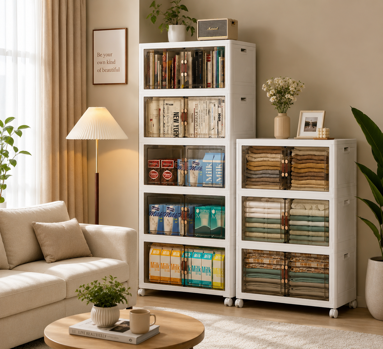 TidyLiving™ Premium Storage Cabinet — Foldable Organizer With Doors & Wheels
